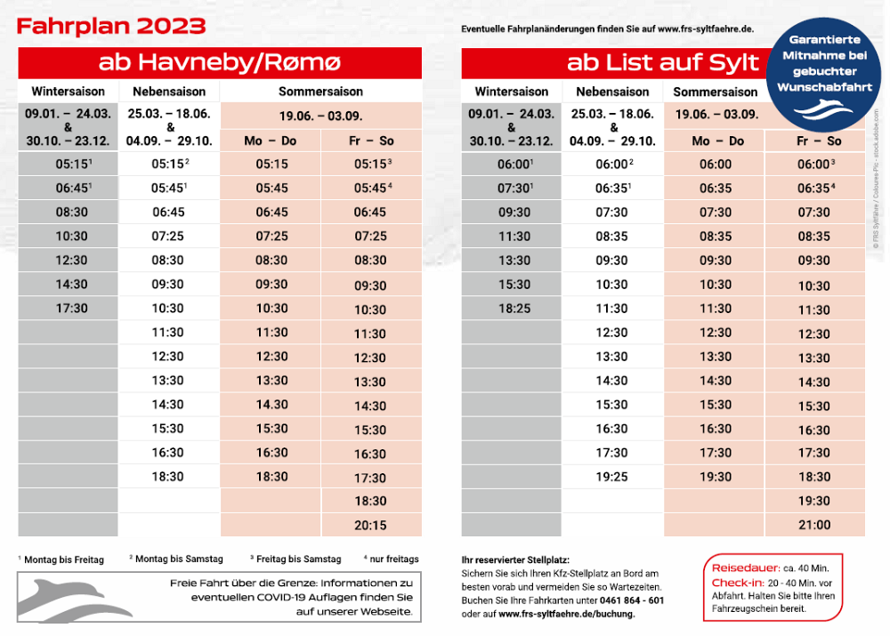 Syltfähre Fahrplan 2023